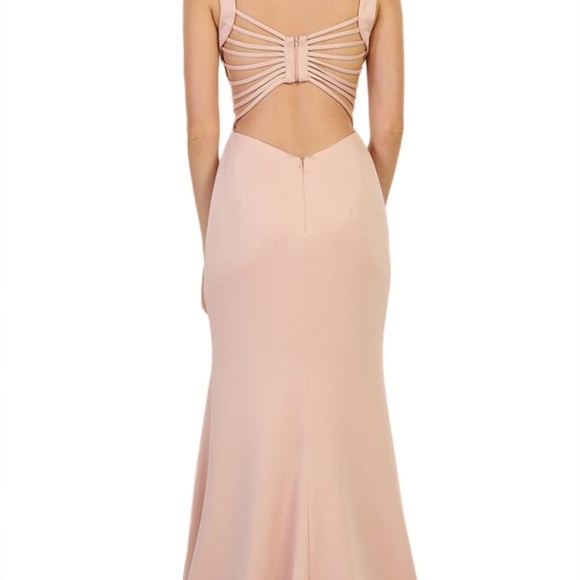 May Queen style mq1560 side slit strappy-back gown in blush size 4 - Picture 5 of 7